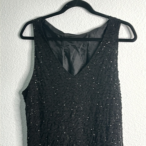 Vintage y2k black beaded Asymmetrical dress  siz M 90s goth witchy whimsigoth - Picture 5 of 9